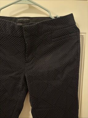 Banana Republic Black Ribbed Dress Pants with Geometric Textured Subtle Shine